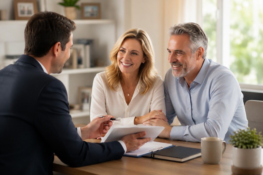 Couple meeting with a financial advisor to discuss their estate plan