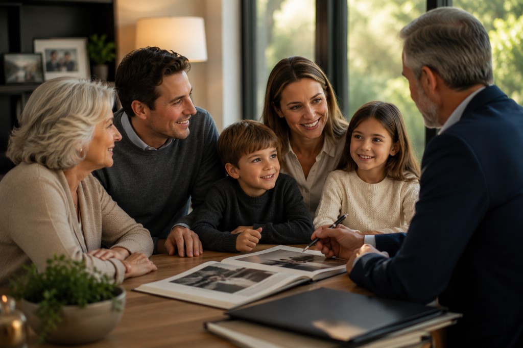 Multi-generational family meeting with an advisor to discuss legacy planning